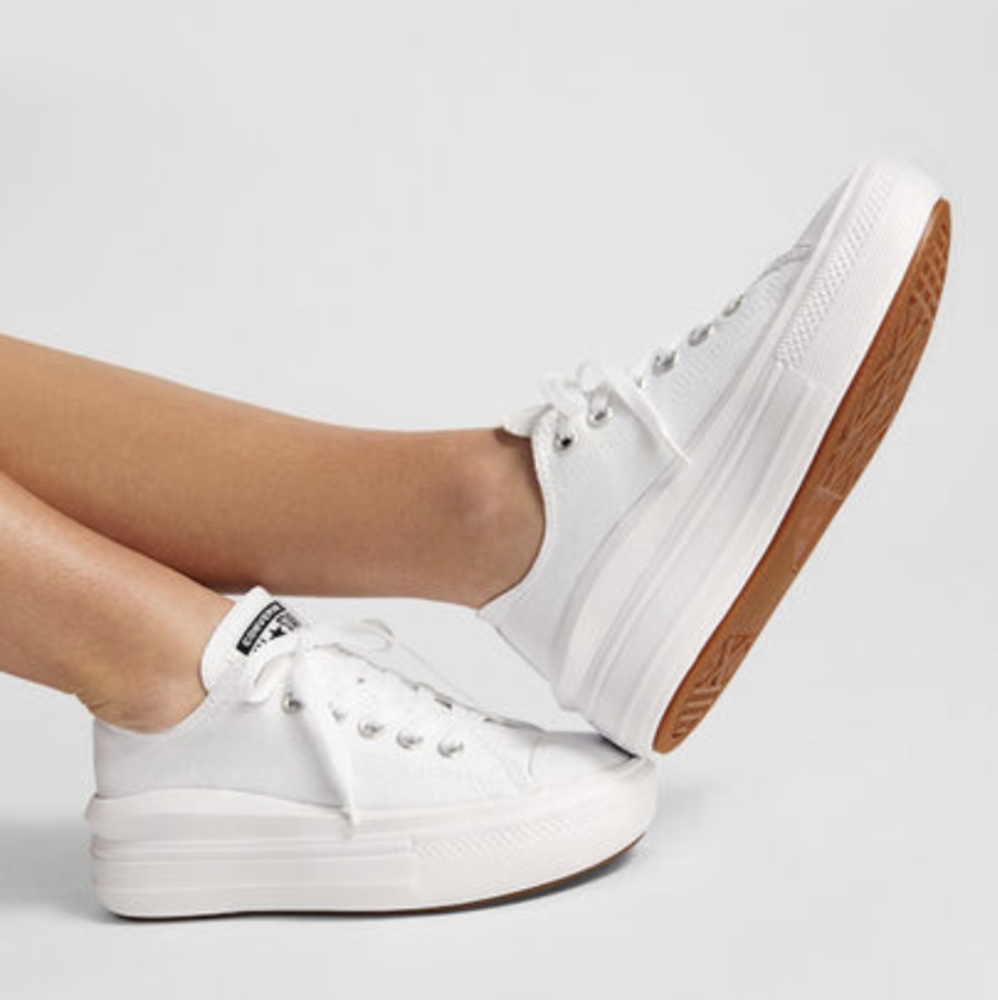 Converse White Platform Chuck Taylor Low Top Sneakers